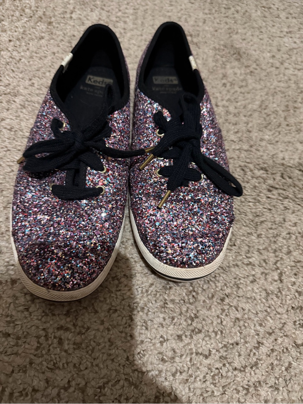 Keds womensGlitter Lace-Up Sneakers in Multi-Purple